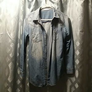 womens denim button down shirt